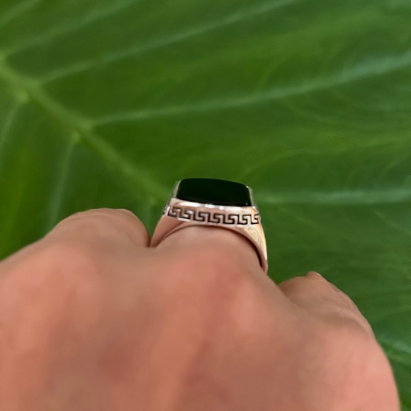 Men Sterling silver Black Onyx Ring Deco Signet Ring sizes 8 9 10 11 12 - Picture 7 of 13